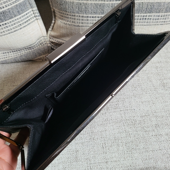 Halogen Black & Silver Genuine Leather Clutch, Nordstrom Brand.EUC - Picture 12 of 14